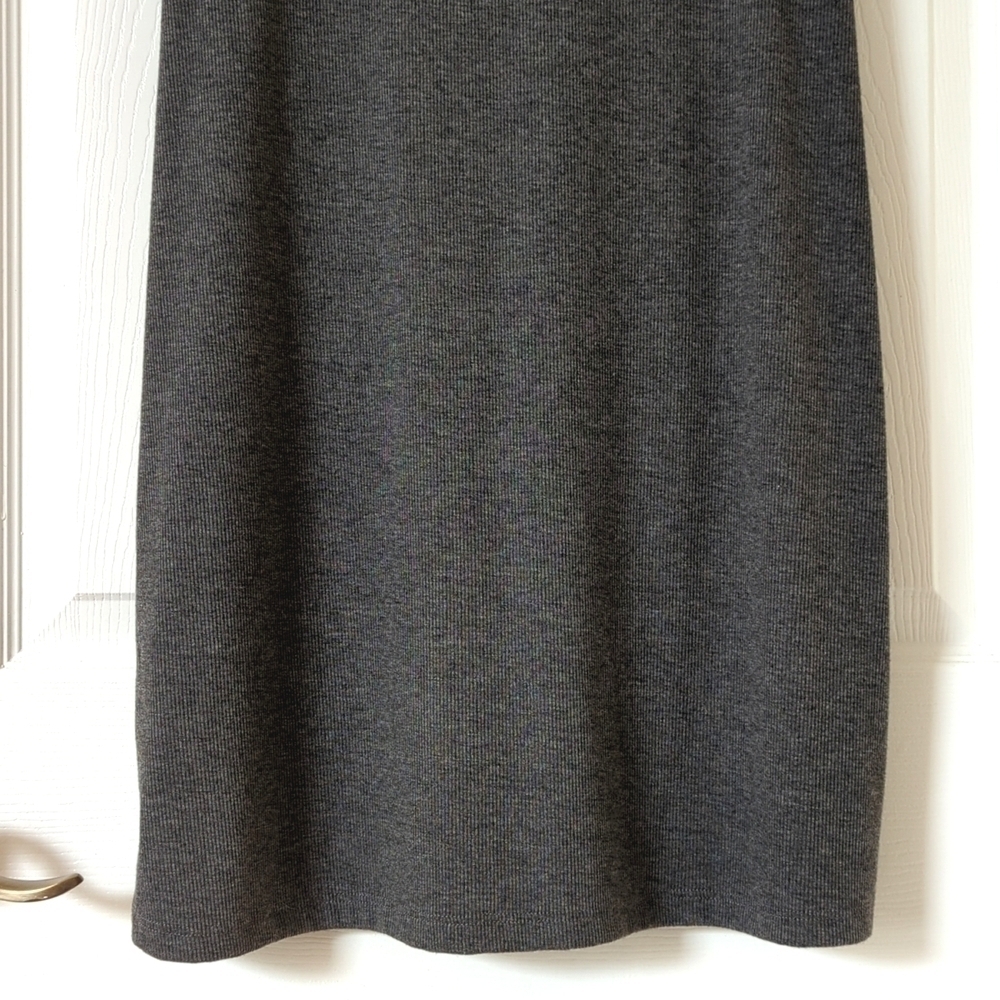 Lulus Live In Love Ribbed Knit V-neck Tie Knot Front Mini T-shirt Dress Gray M - Picture 12 of 13